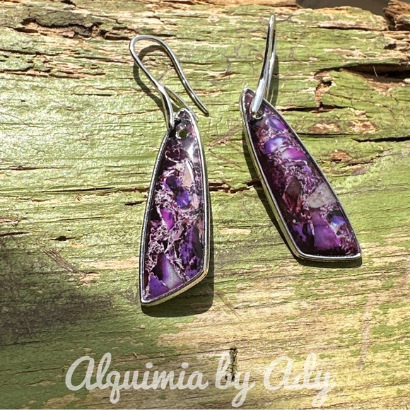 ALQUIMIA Jewelry - Purple long acrylic earrings jewel tone